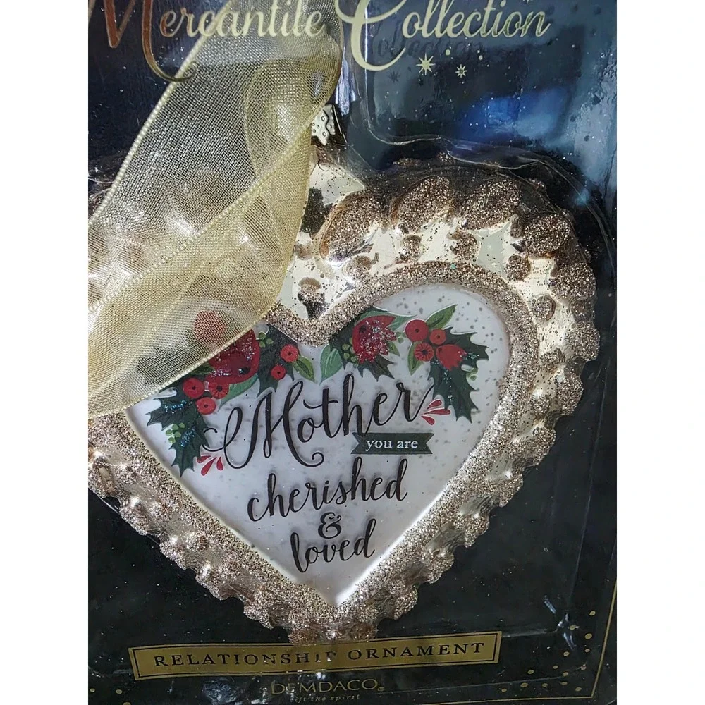 DEMDACO Mercantile Collection Mother Cherished‎ Loved Heart Ornament Holiday
